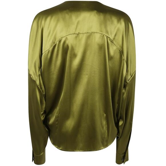 DRIES VAN NOTEN Silk Long Sleeve Shirt Women GREEN Shirts